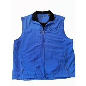Glen Echo Mens Large Golf Vest Full Zip Water Repellent Pockets Blue